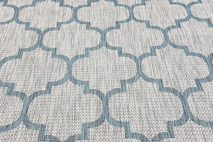 Unique Loom Outdoor Trellis Collection Area Rug (7' 1" x 10' Rectangle, Gray/ Ivory)