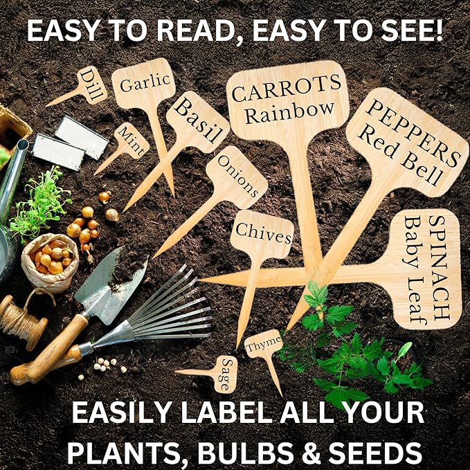 30 Pack 2 Sizes Tall Plant Labels Large Garden Markers Plant Name Tags Great Gift for Plant Lovers Gardeners Easy to See and Read