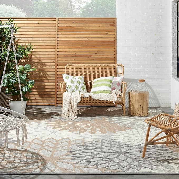 Nourison Home Aloha Natural 9'6" x 13' Area Rug - Easy Clean, Non Shedding, Bed Room, Living Room, Dining Room, Kitchen (10' x 13')