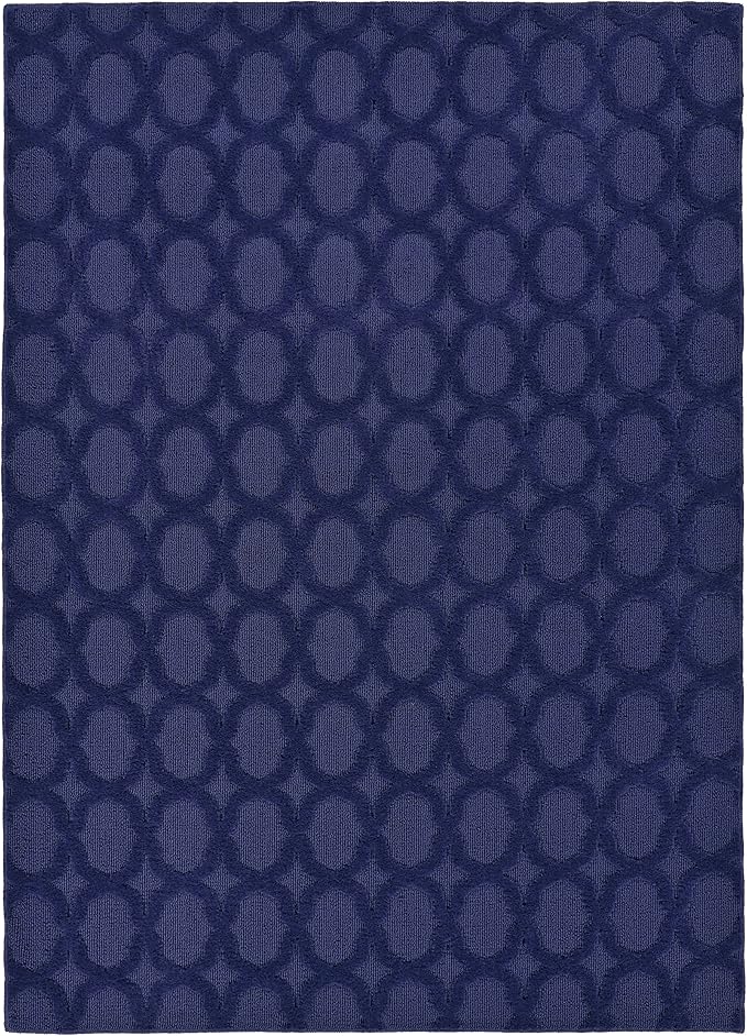 Garland Rug Garden Trellis 5 ft. x 7 ft. Indoor/Outdoor Area Rug Outdoor Waterproof Rug for Patio, Camping Rugs, RV, Porch, Deck, Camper, Balcony, Backyard for High-Traffic Areas, Navy Blue