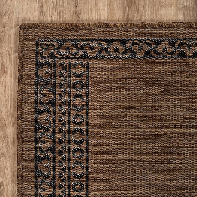Washable Outdoor Rug 10x14 Modern Area Rugs Outdoor Carpets Bordered Pattern Non Shedding Waterproof Easy Clean Patio Deck Porch Living Room Bedroom Garden RV (10 X 14 Gold)