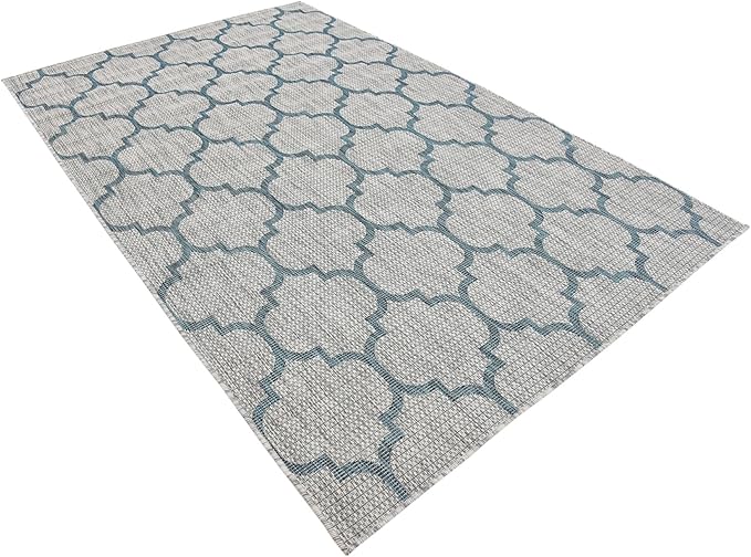 Unique Loom Outdoor Trellis Collection Area Rug (5' 3" x 8' Rectangle, Gray/ Ivory)