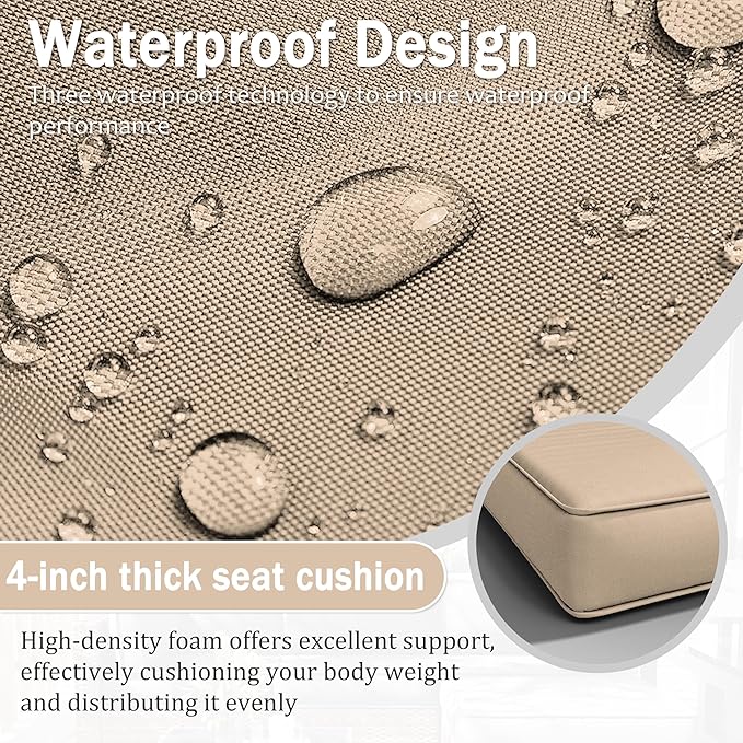 Patio Furniture Cushions, Replacement Outdoor Cushions for 4-Seat Patio Furniture, Waterproof Cushions for Outdoor Sectional Sofa Couch, Sand
