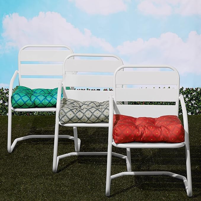 Duck Covers Water-Resistant Indoor/Outdoor Seat Cushions, 19 x 19 x 5 Inch, 2 Pack, Ruby Mosaic, Outdoor Patio Cushions