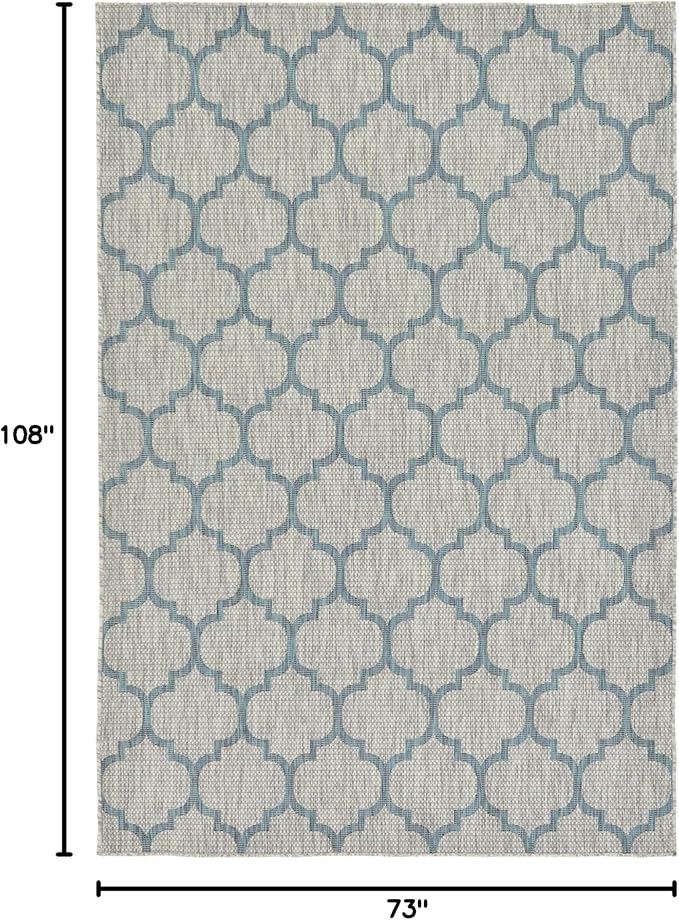 Unique Loom Outdoor Trellis Collection Area Rug (6' 1" x 9' Rectangle, Gray/ Ivory)