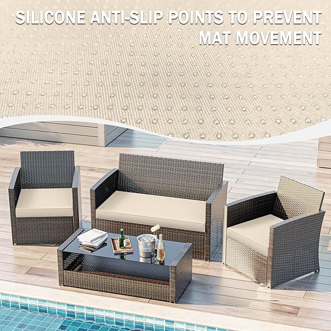 3 Pack Outdoor Replacement Cushions,36L x 18W x 3H,18L x 18W x 3H inch, High-Elastic Replacement Sponge for 4-Seater Water-Resistant Patio/Sofa with Removable Covers (Cream)
