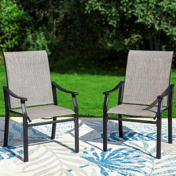 Sophia & William Outdoor Chairs Set of 8, Patio Chairs with Breathable Textilene Fabric and Heavy-Duty Iron Frame, Perfect for Lawn Garden Backyard Deck 350 lbs Capacity