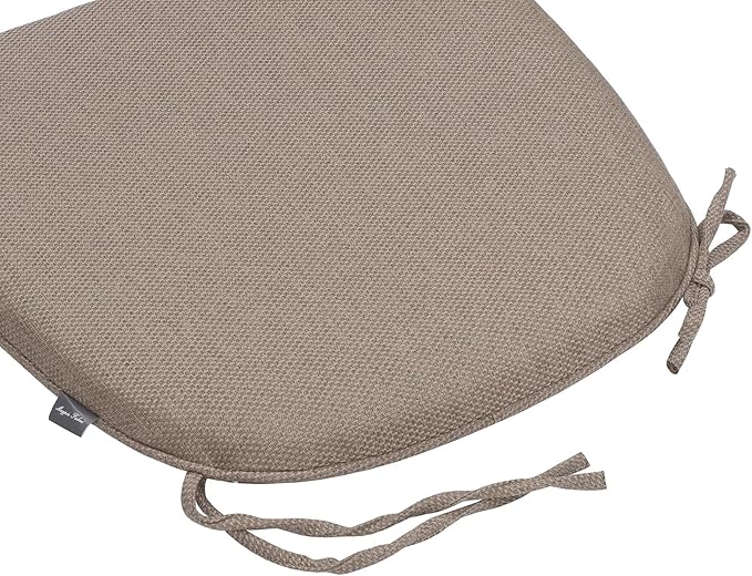 Magpie Fabrics 17"x16"x2" U-Shape Chair Cushions with Ties 2 Count, Outdoor Indoor Waterproof All Weather Seat Pads Decoration for Patio Garden Dining Office - Brown