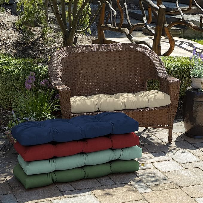 Arden Outdoor Wicker Settee Cushion, 41.5 x 18, Rain-Proof, Fade Resistant Tan Leala