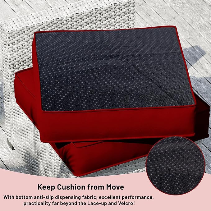 14 Piece Outdoor Sectional Cushions, Water-Resistant Outdoor Sofa Cushions Replacement, 4" High Density Foam Patio Furniture Cushions Fits 6-seat Rattan Conversation Set (Red)