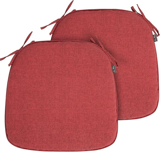 FUNHOME 17"x16"x2" Outdoor Chair Cushions Set of 2, Water Resistant Patio Chair Pads with Ties, Seat Cushions for Home Garden Furniture Decoration-Sangria Red