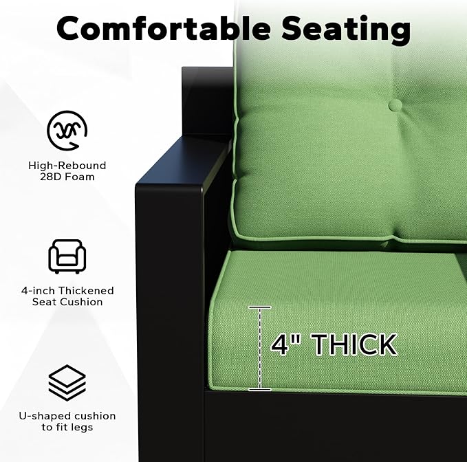 Joyside Outdoor Chair Cushions Set, 22x25/22x24 Inch Patio Furniture Deep Seat Cushions, Water Resistant & Thick Cushion, Outdoor Replacement Cushions for Seat and Sofa