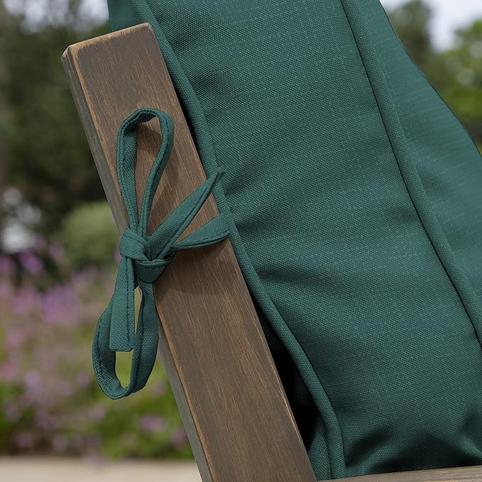 Arden Outdoor Plush Modern Tufted Blowfill Dining Chair Cushion, 21 x 40, Water Repellent, Fade Resistant, Tufted Cushion for Dining and Bistro Chairs, Peacock Blue Green Texture