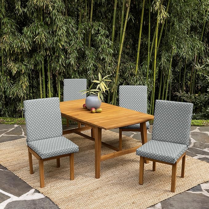 Arden earthFIBER Outdoor Dining Chair Cushion, 20 x 20, Rain-Proof, Fade Resistant, Stone Grey Dot