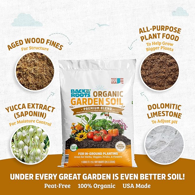 Back to The Roots 25.7qt (1 Cubic ft) Organic Premium Blend Garden Soil