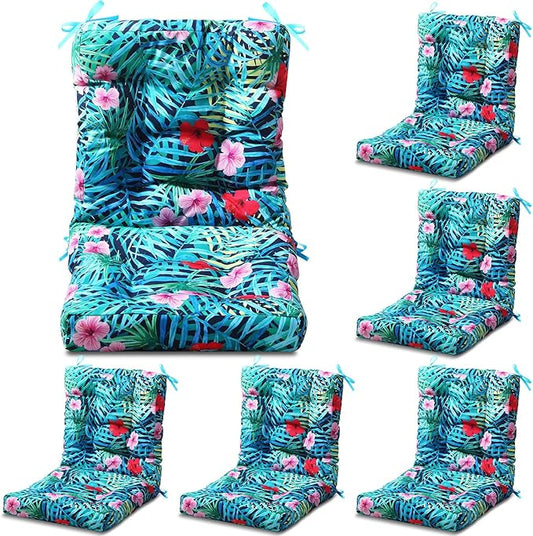 Hoteam 6 Set Outdoor Deep Seat Patio Chair Cushions Waterproof Patio Cushions Set 20 x 42 Inch for Furniture Replacement Removable Seat and Back (Palm)