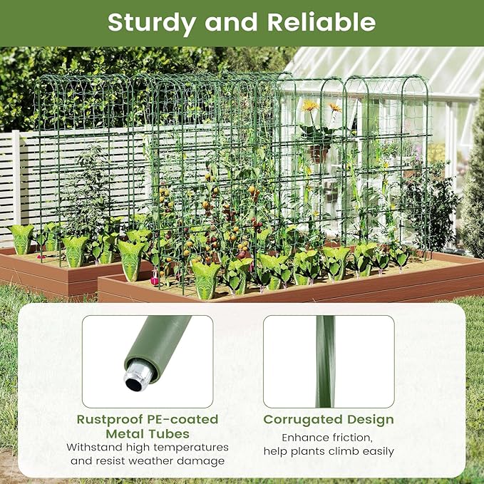 Giantex Raised Garden Bed with Legs & Trellis for Climbing Plants, Self-Watering Planter Box w/Water Level Gauge, for Vine Flower Herb Vegetable (29.5"x13.5"x76")