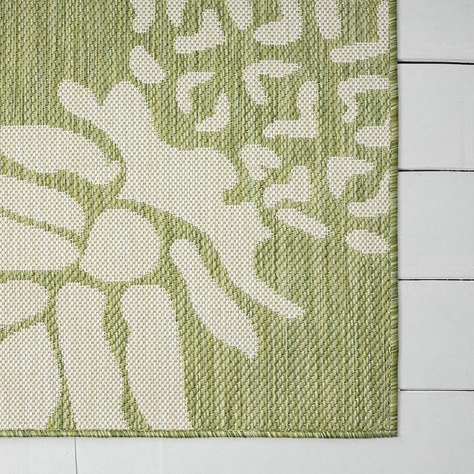 LR Home 2x3 Indoor/Outdoor Area Rug for Home Decor | Coastal Pineapples Carpet for Living Room, Bedroom, Playroom, Patio, Garden | Modern Farmhouse Rug | Dark Green/Beige
