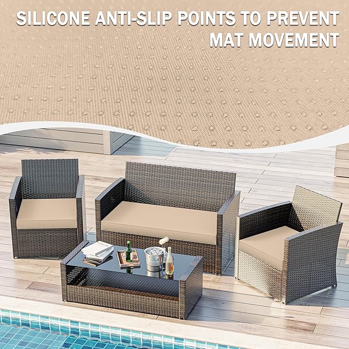 3 Pack Outdoor Replacement Cushions,36L x 18W x 3H,18L x 18W x 3H inch, High-Elastic Replacement Sponge for 4-Seater Water-Resistant Patio/Sofa with Removable Covers (Sand)