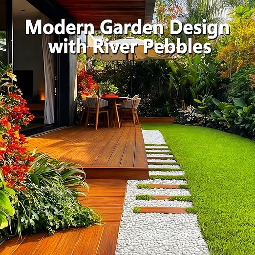 45LB White River Rocks, High Polished Pebbles, 1–2 inch Decorative Rocks for Garden Landscaping, Lava Rocks for Plants, Aquarium & Fish Tank Rocks, Outdoor Decorative Stones & Pathway Design