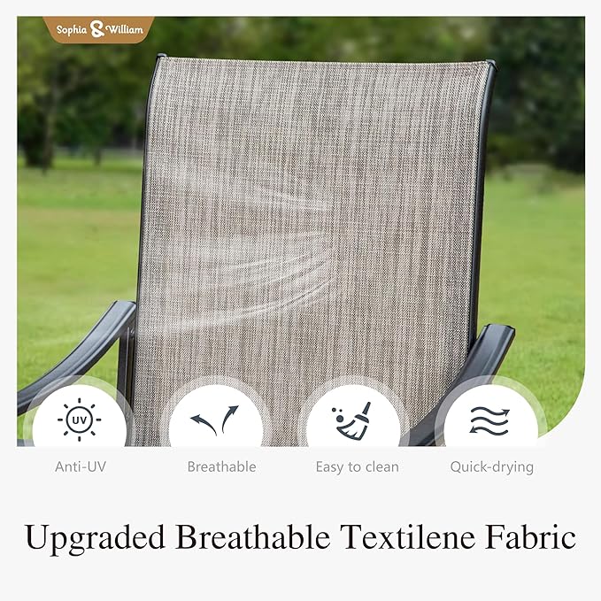 Sophia & William Patio Dining Chairs Set of 6, Outdoor Swivel Chairs with Breathable Textilene Fabric, Rustproof for Lawn Garden Support 350lbs
