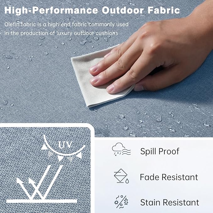 Belord Luxury 4" Thick Outdoor Cushion 4 Set - 22 x24 Inch 28D Sponge Filling Fade-Resistant Chair Cushion, Spill Proof Removable Patio Furniture Replacement Cushions for Sofa Bench Swing - Baby Blue
