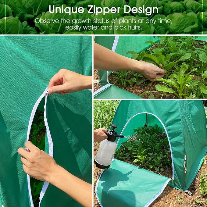 Plant Covers Freeze Protection, Rifny 28 x 28 x 30 inch Shrub Rose Bush Covers for Winter Outdoor Plants, Frost Cloth with Zipper Steel Stakes Protecting Potted Plants from Deer Rabbit Chicken (2 PCS)