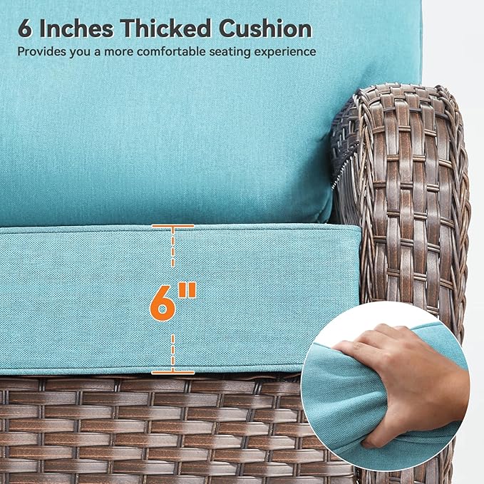 6" Thick Outdoor Cushions 22x24x6, 8-Set Deep Seat Patio Cushions with Removable Cover, Waterproof & Fade Resistant Replacement for Wicker Chair, Loveseat, Sofa - Teal