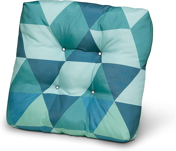 DUCKCOVERS® Water-Resistant 19 x 19 x 5 Inch Indoor Outdoor Seat Cushions, Blue Lagoon Geo, 2-Pack, Outdoor Patio Cushions