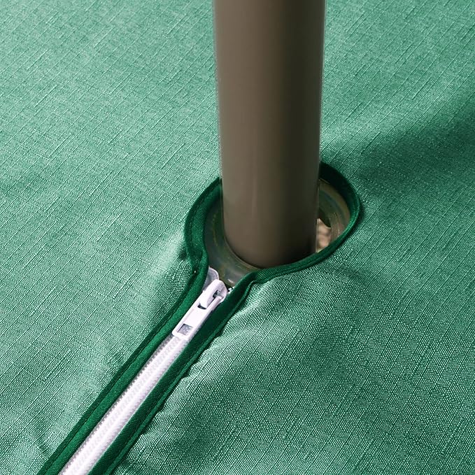 Outdoor Tablecloth Wrinkle-Free Stain Resistant Waterproof Polyester Fabric Table Cover with Zipper Umbrella Hole for Picnic/Party/Dinner/Patio Garden(60×84inch,Zippered,Green)