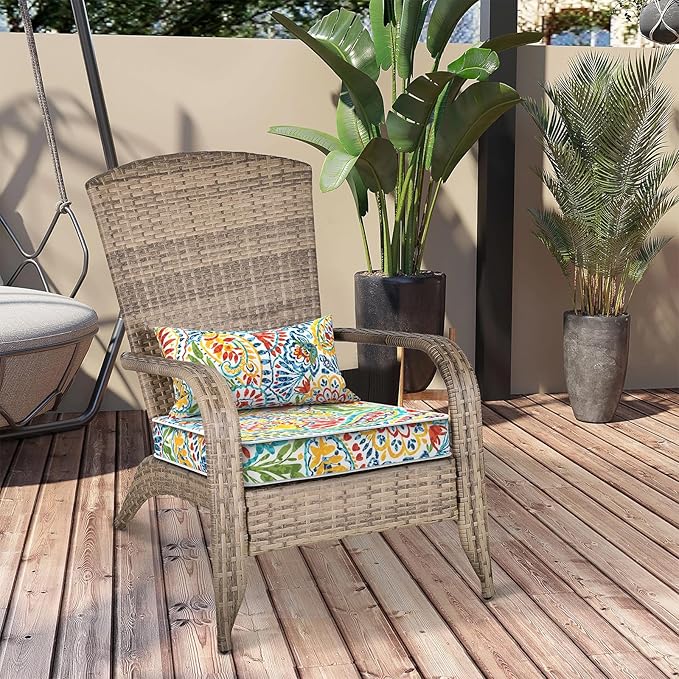 Outdoor Chair Cushions 22x22x3 Inch, Patio Seat Cushion Furniture Swing Set of 2, Water Repellent Chairs Wicker Cushion Pads with Couch Sofa in Garden, Paisley Multi