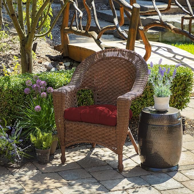 Arden Indoor/Outdoor Rocking Chair Or Wicker Chair Cushion, 2-Pack, 20 x 18, Water Repellent, Rain Proof, Fade Resistant Cushion for Rocking Or Rounded Back Chair Ruby Red Leala