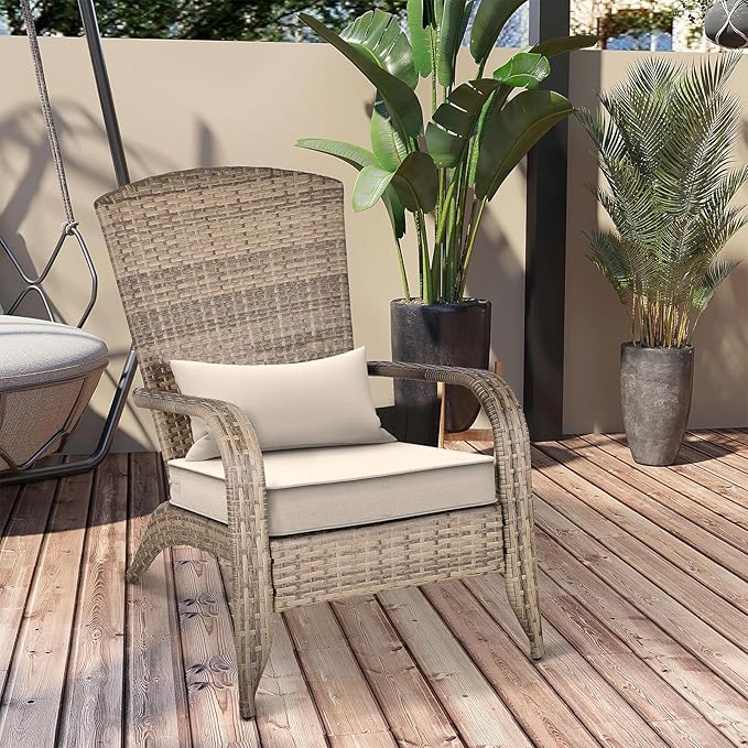 Outdoor Chair Cushions 22x22x3 Inch, Patio Seat Cushion Furniture Swing Set of 2, Water Repellent Chairs Wicker Cushion Pads with Couch Sofa in Garden, Beige