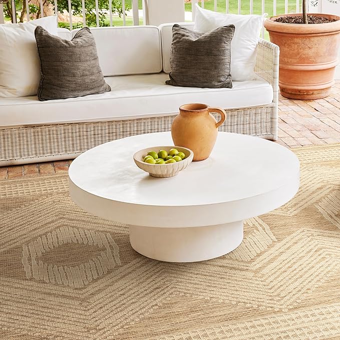 Nuloom Ranya Light Brown/Ivory, 4' Square, Tribal Geometric, Soft and Cozy, High Traffic, Stain Resistant, Easy Clean, Durable Area Rug for Indoor/Outdoor Patio, Deck, Porch, Garden, Courtyard