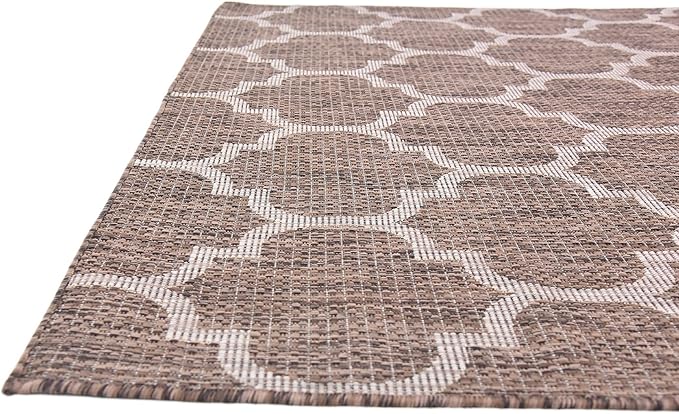 Unique Loom Outdoor Trellis Collection Area Rug (5' 3" x 8' Rectangle, Brown/ Ivory)