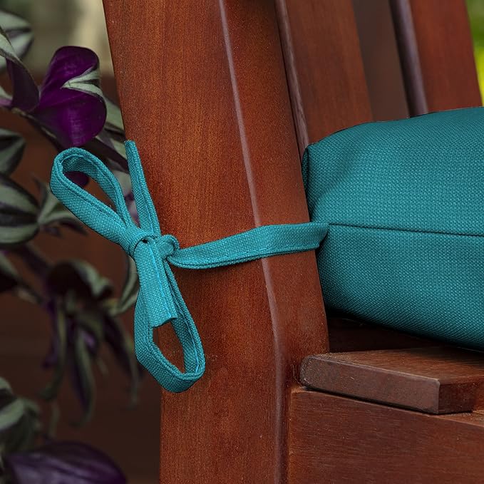 Arden Outdoor Wicker Settee Cushion, 41.5 x 18, Rain-Proof, Fade Resistant Lake Blue Leala