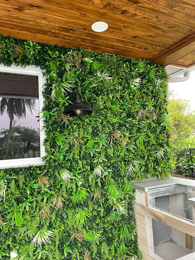 NatraHedge 20''X40'' Artificial Rainforest Living Wall Grass Wall Decor, 5Pcs (28SqFt) Hedge Leaf Grass Panels for Indoor, Outdoor, Garden and Balcony Privacy Fence Screen