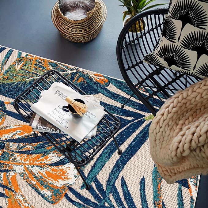 Rugshop Tropical Floral Leaves Indoor/Outdoor 4' X 6' Multi