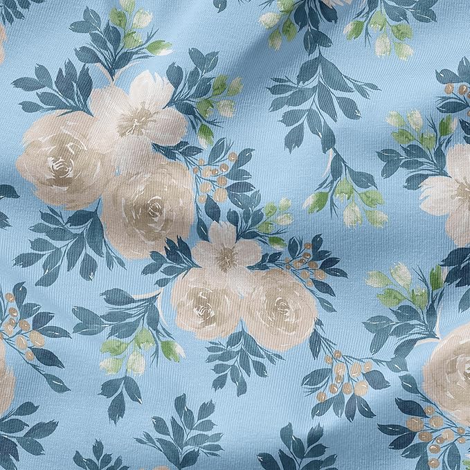Arden Plush Modern Tufted Polyfill Dining Chair Cushion, 21 x 40, Arden x Alexandra Kay Collection, Water Repellent, Fade Resistant, Backroad Blossom Blue