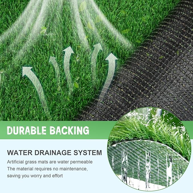 Rengue Artificial Turf 7x15FT Turf Grass with Drainage Holes Realistic Synthetic Fake Turf Lawn Indoor Outdoor Landscape for Backyard, Garden, Patio, Grass Rug for Dog Pets Mat Custom Size