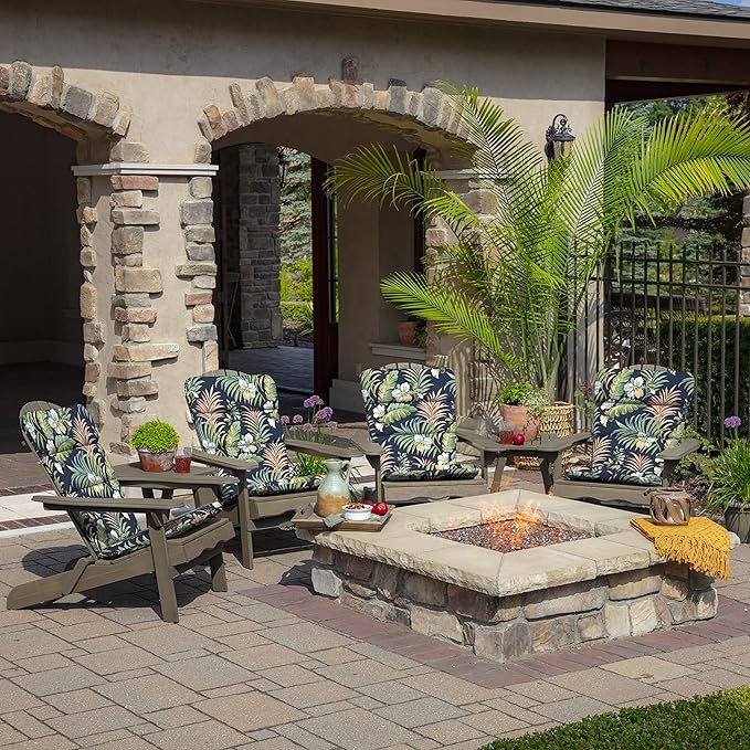 Arden Outdoor Adirondack or Rocking Chair Cushion, 20 x 17, Rain-Proof, Fade Resistant 17 x 20, Simone Blue Tropical