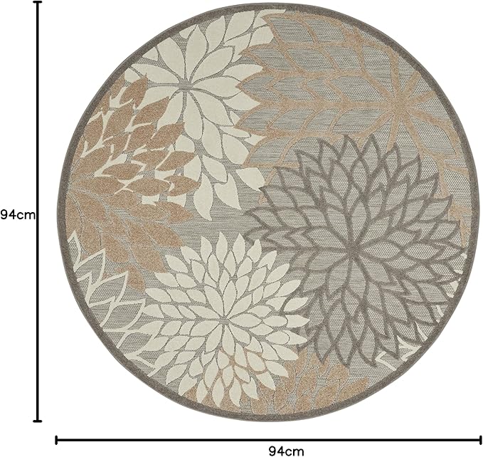 Nourison Home Aloha Natural 7'10" x Round Area Rug - Easy Clean, Non Shedding, Bed Room, Living Room, Dining Room, Kitchen (8' x Round)