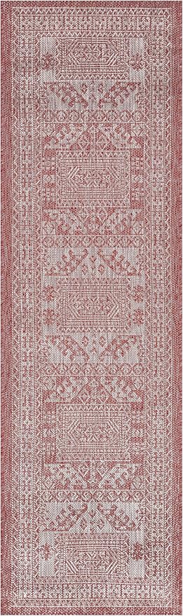 Keen Home Design Terrace Outdoor Runner Rug - 26"x142" Washable Indoor/Outdoor Rug for Patio, Kitchen, Balcony, Beach, Garden, Deck and Porch, Size: 2'2" x 11'10", Force Red