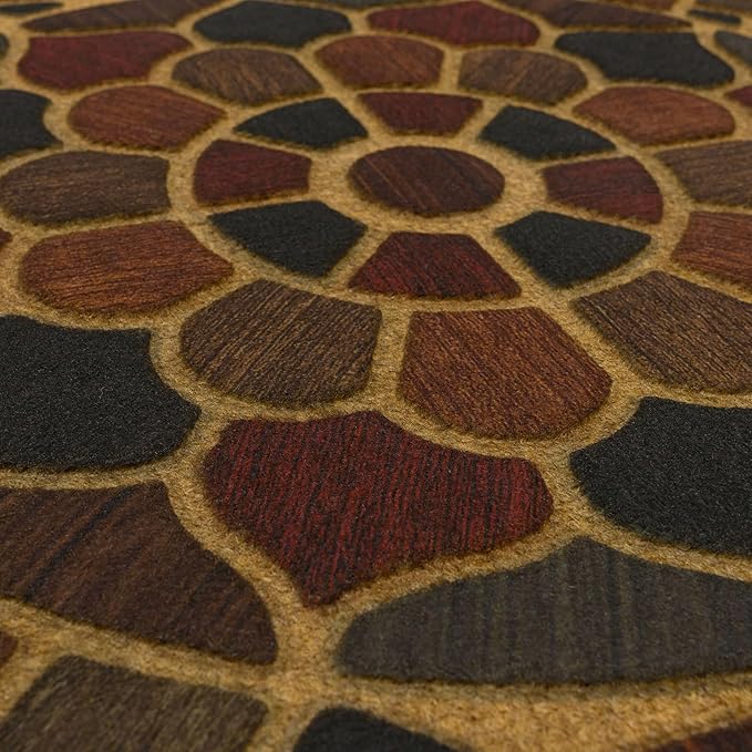 Mohawk Home Medallion Grain Casual Ornamental Medium Brown 2' X 4' Door Mat Perfect for Porch, Garage