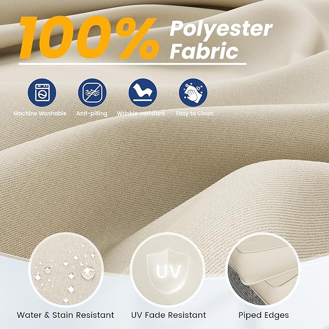 UDPATIO Outdoor Cushions for Patio Furniture, 4'' Replacement Cushions for Outdoor Furniture, Set of 8 Water-Resistant Outdoor Sectional Cushions for Sofa Couch Chair (Cream)