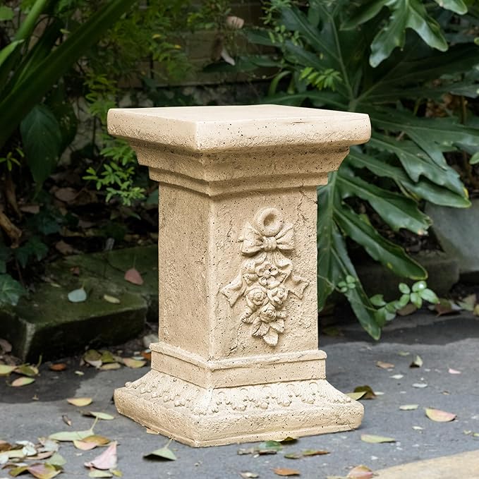 Christopher Knight Home Jorine 19" H Plant Stand, Lightweight Concrete Plant Stand, Pedestal Column Side Table, Indoor Outdoor Plants Standing for Entryway Garden Yard Home, No Assemly Needed, Sand