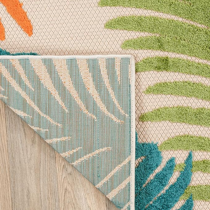 Rugshop Lucca Contemporary Floral Indoor/Outdoor Runner Rug 2' x 7' Multi