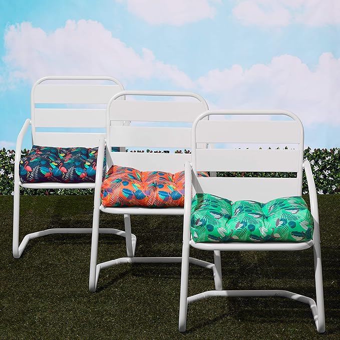 Duck Covers Water-Resistant Indoor/Outdoor Seat Cushions, 19 x 19 x 5 Inch, 2 Pack, Mojito Flamingo