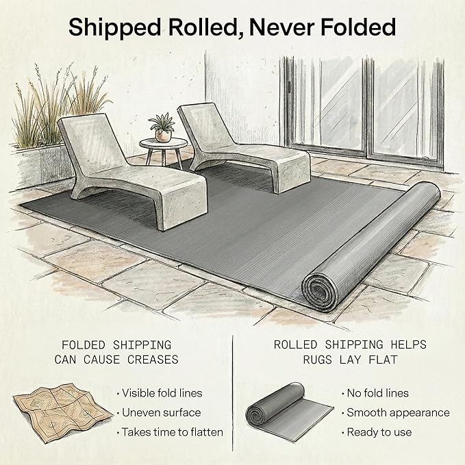 Fab Habitat Outdoor Rug - Waterproof, Fade Resistant, Crease-Free - Premium Recycled Plastic - Tribal, Black & White - Large Patio, Deck, Sunroom, Camping, RV - Serowe - Black - 5 x 8 ft