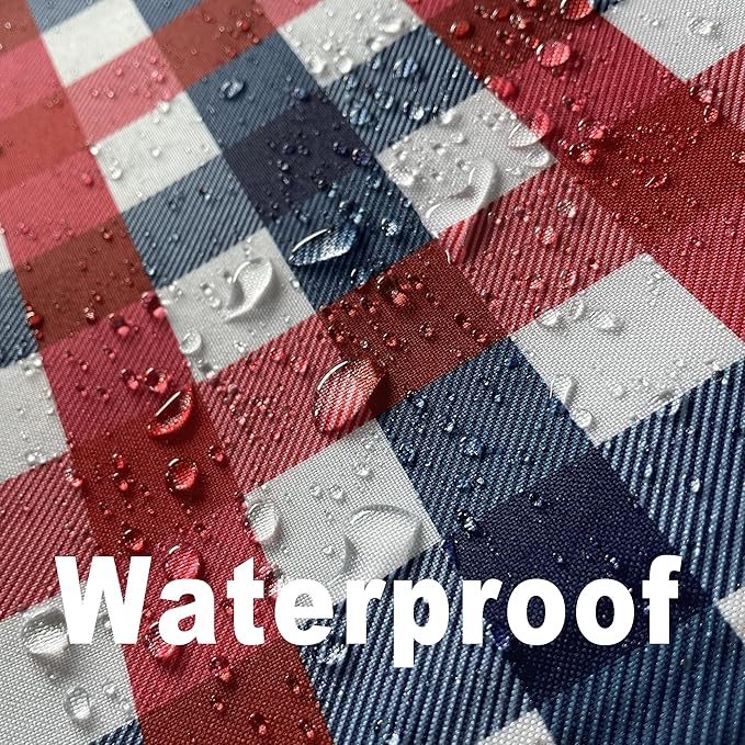 4th of July Checkered Tablecloth Fabric - Rectangle 58x84 Inch Classic Gingham Patriotic Party Table Cloth for Indoor/Outdoor Use - Independence Day Memorial Day Washable Table Cover
